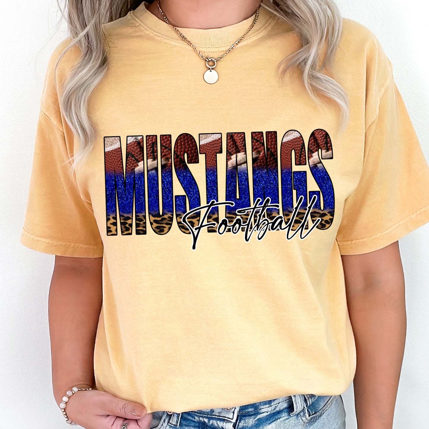 Mustangs Cheetah Football Tee