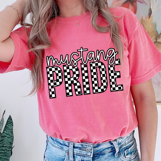 Mustang Pride Checkered Tee
