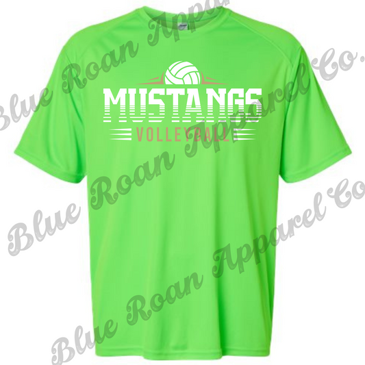 Neon Green Mustangs Volleyball Dri Fit Tee