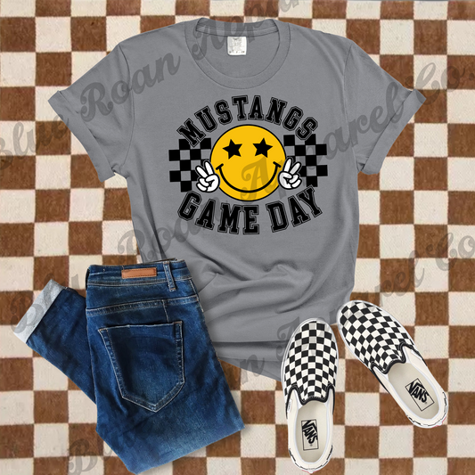 Mustangs Game Day Smiley Tee