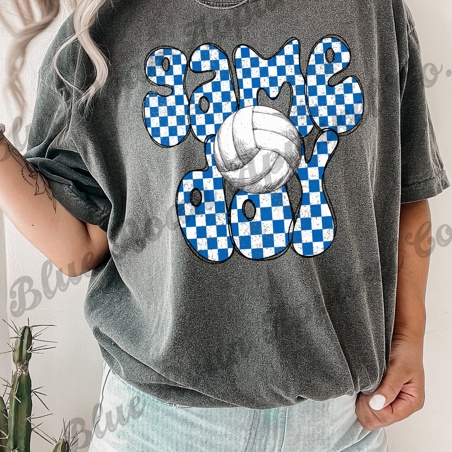 Checkered Volleyball Game Day Tee