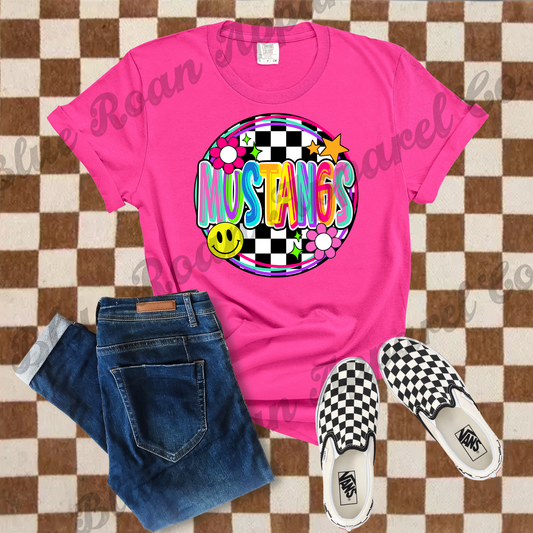 Mustangs Neon Doodle