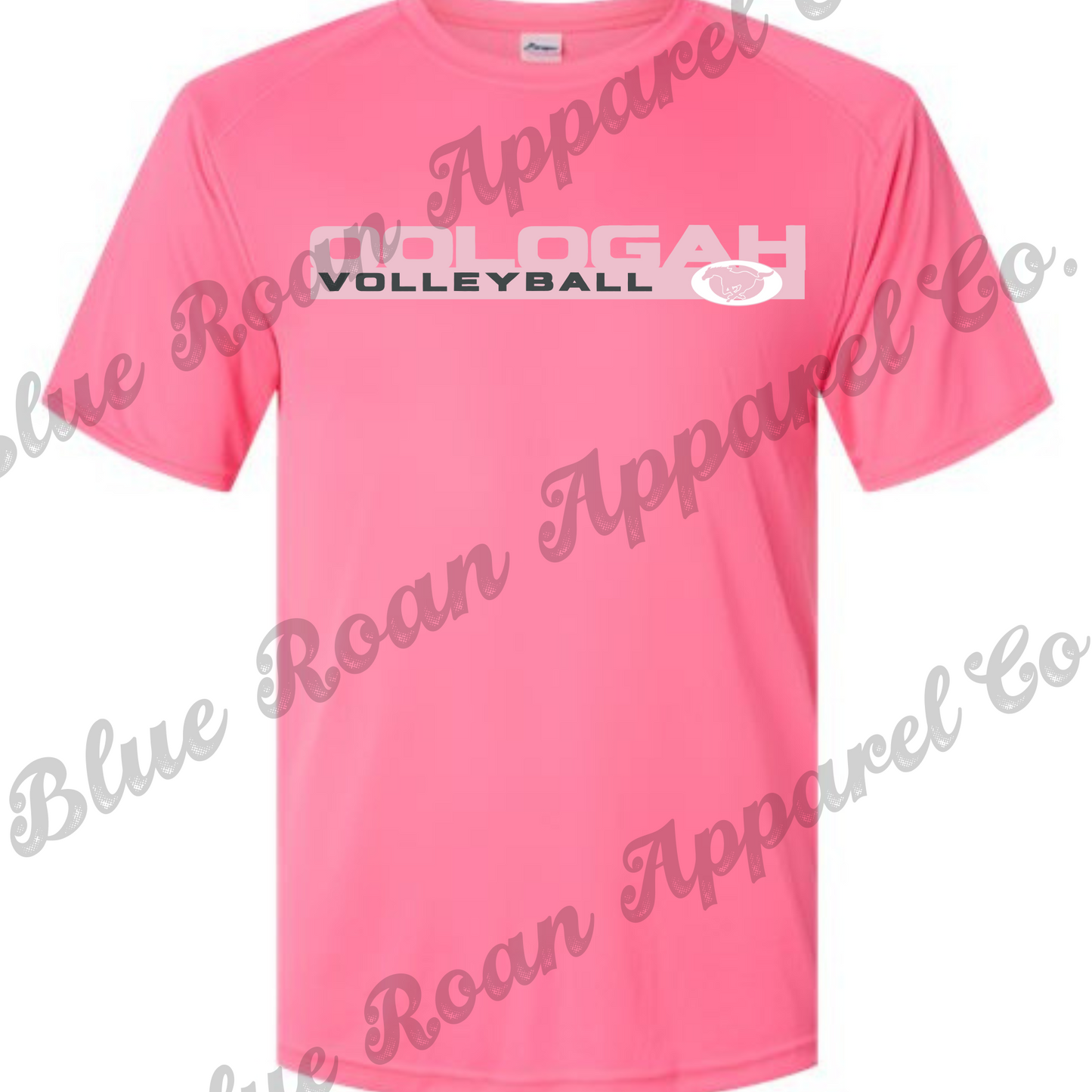 Neon Pink Mustangs Volleyball Regular tee