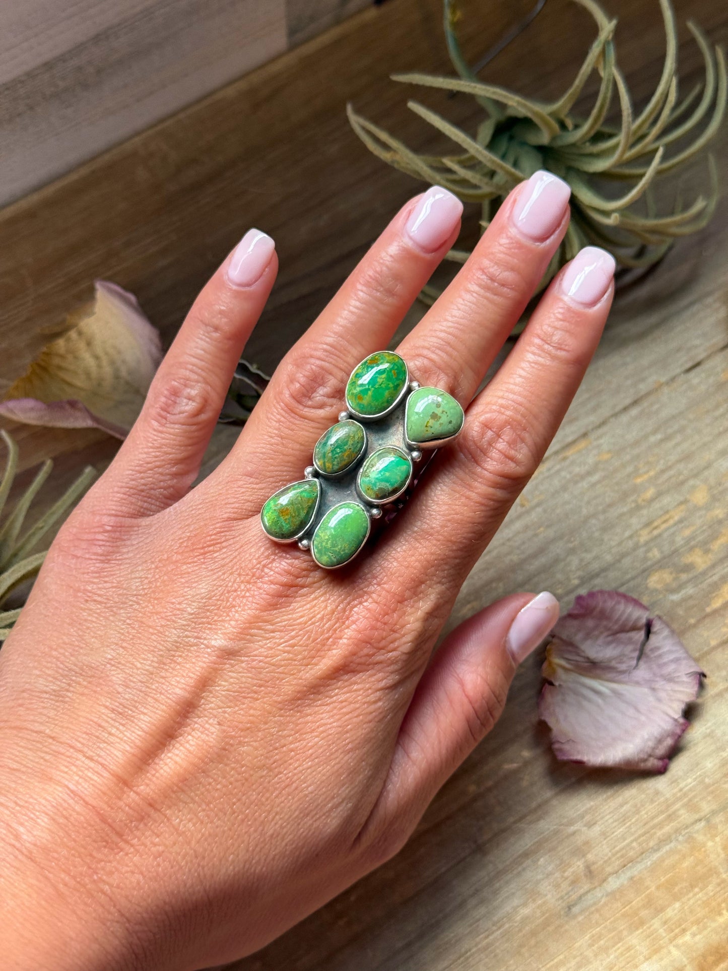 Green Turquoise Sterling Silver Ring – Size 8.5