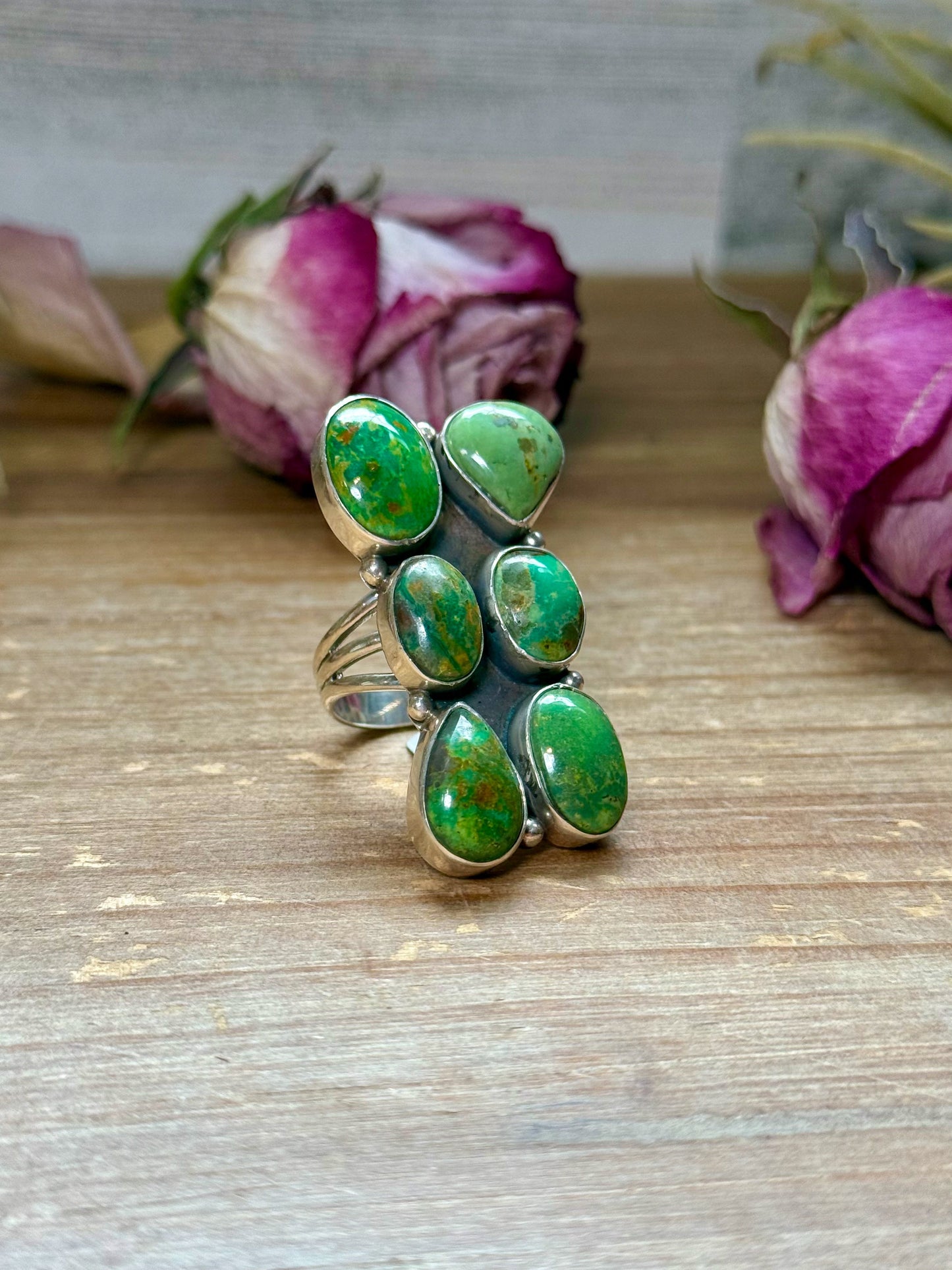 Green Turquoise Sterling Silver Ring – Size 8.5