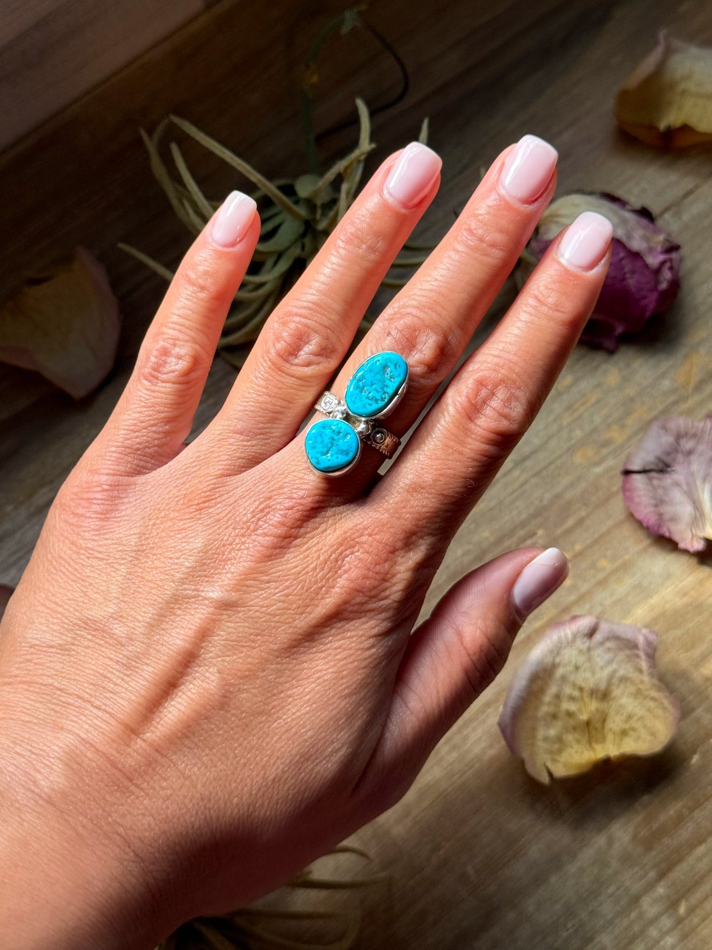 Kingman Turquoise Sterling Silver Ring – Size 7 & 7.5