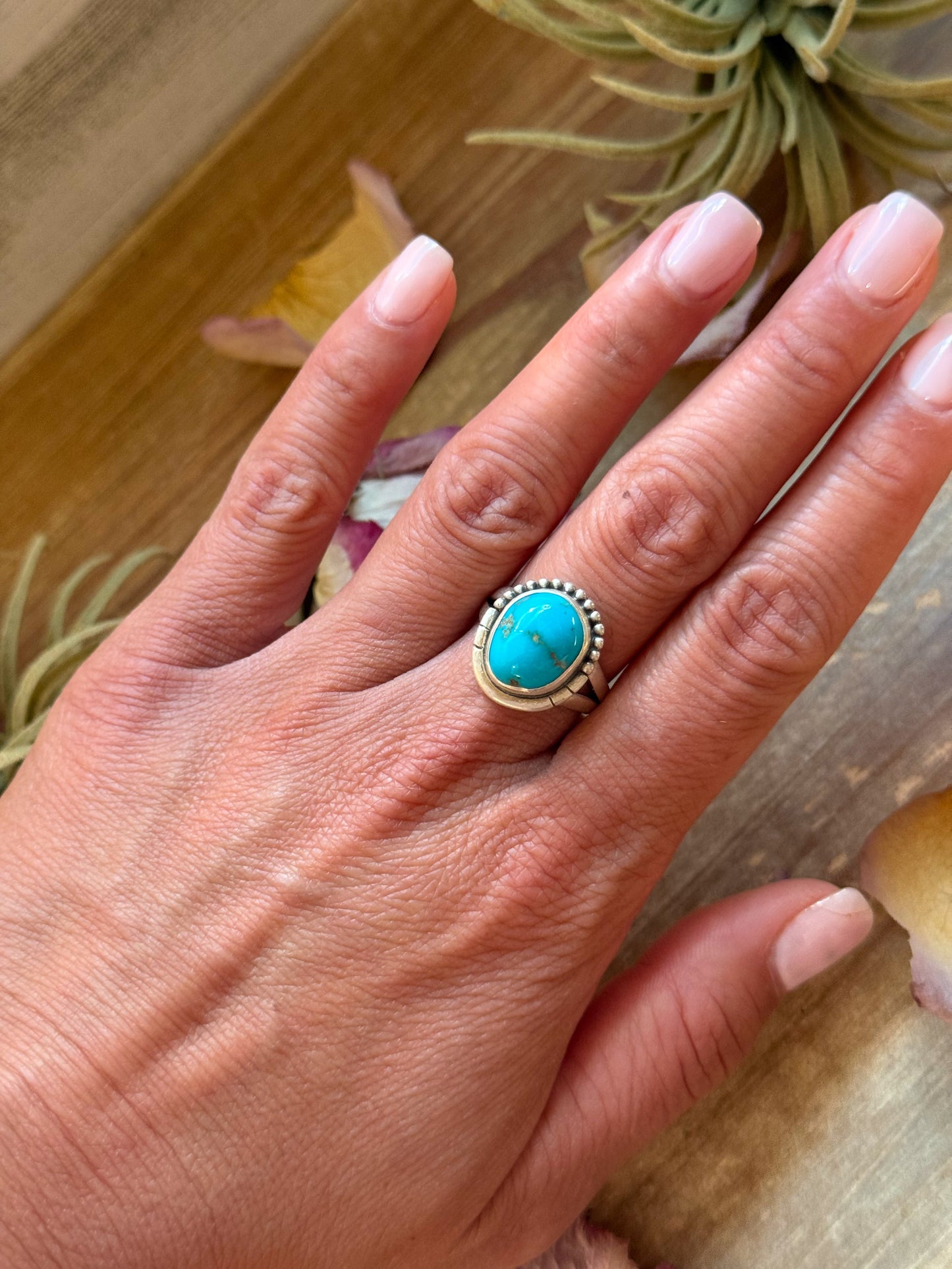 Kingman Turquoise Sterling Silver Ring – Size 8