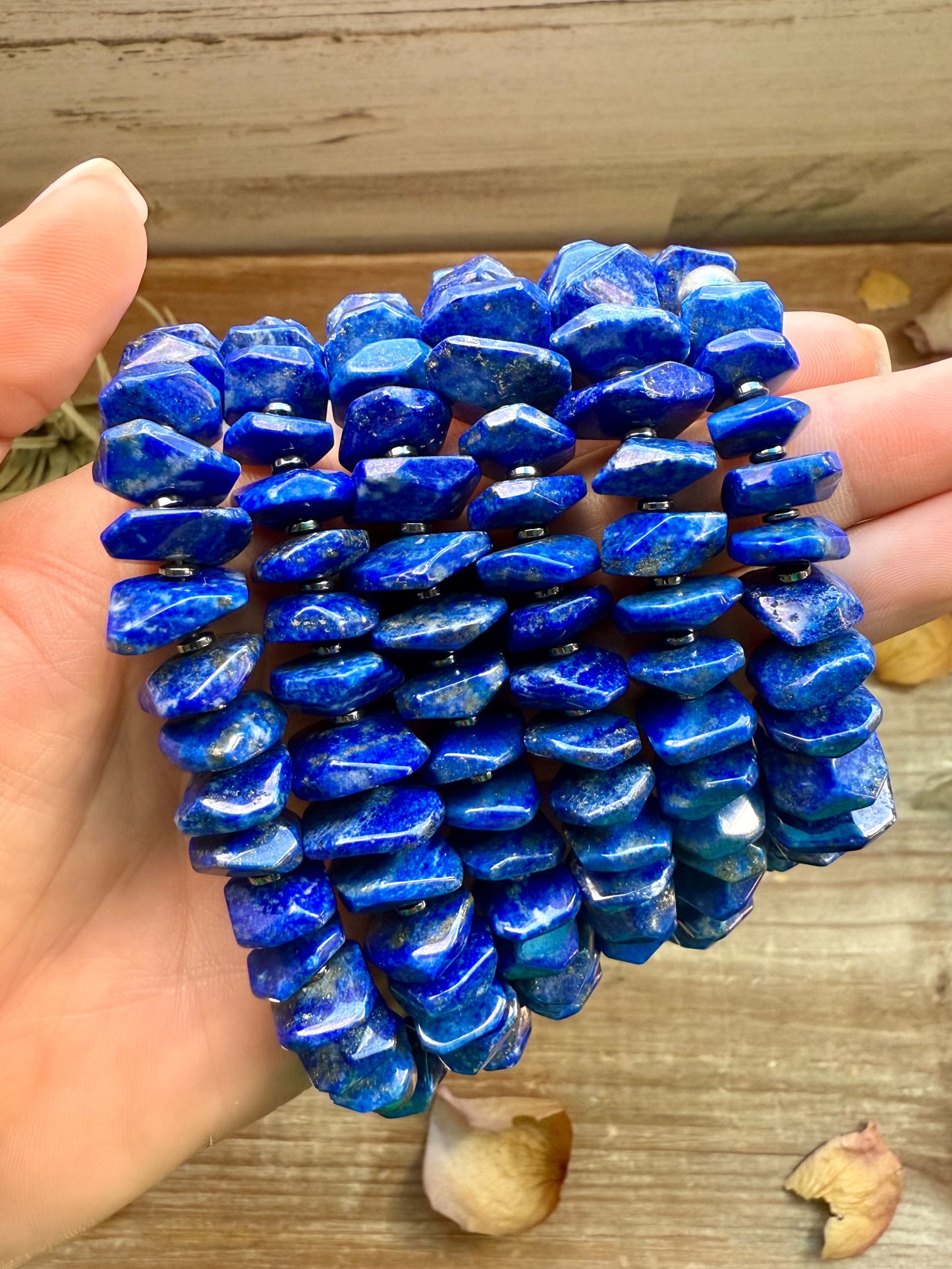 Faceted Lapis & Hematite Necklace – 21.5"