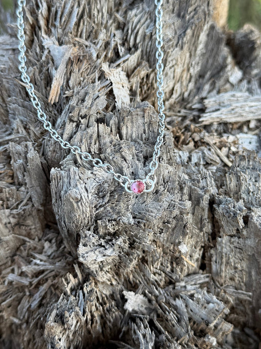 Authentic Pink Dahlia Stone Necklace