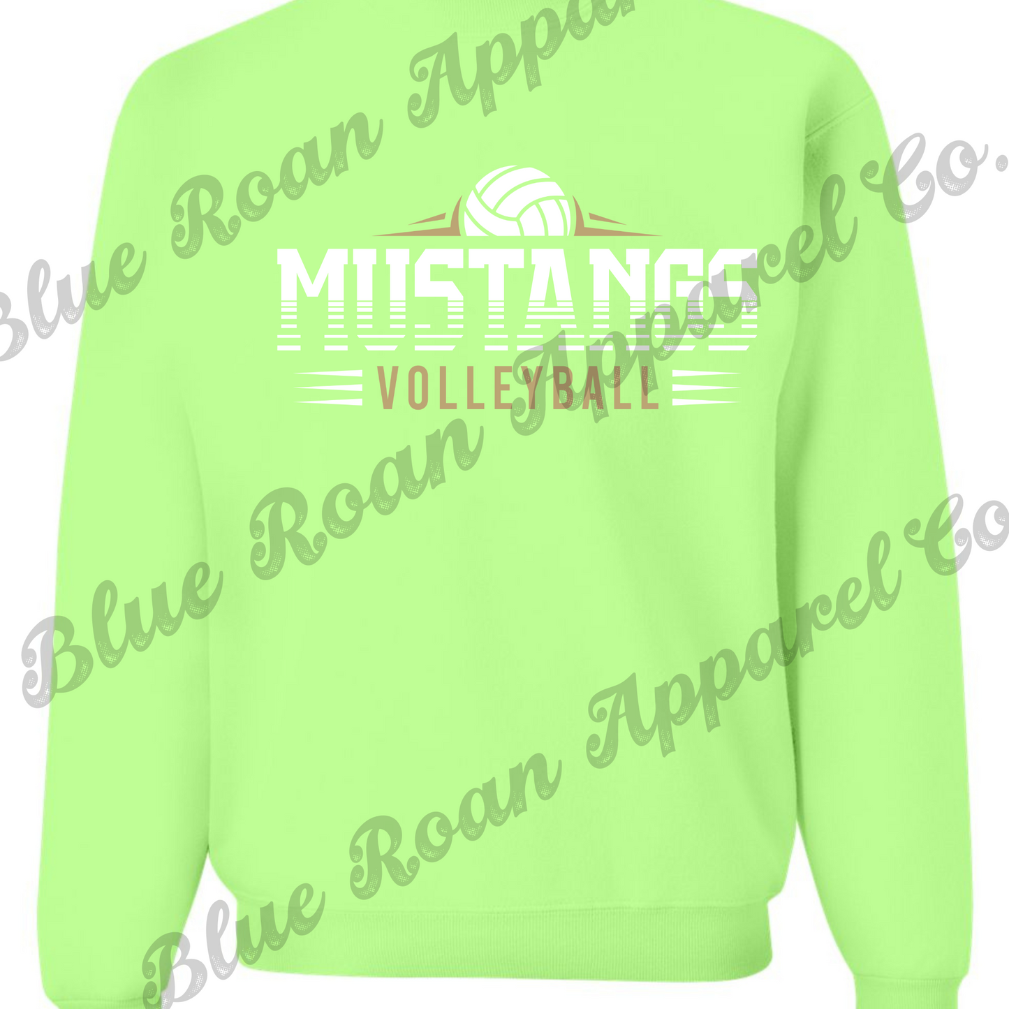Neon Green Mustangs Volleyball Sweatshirt