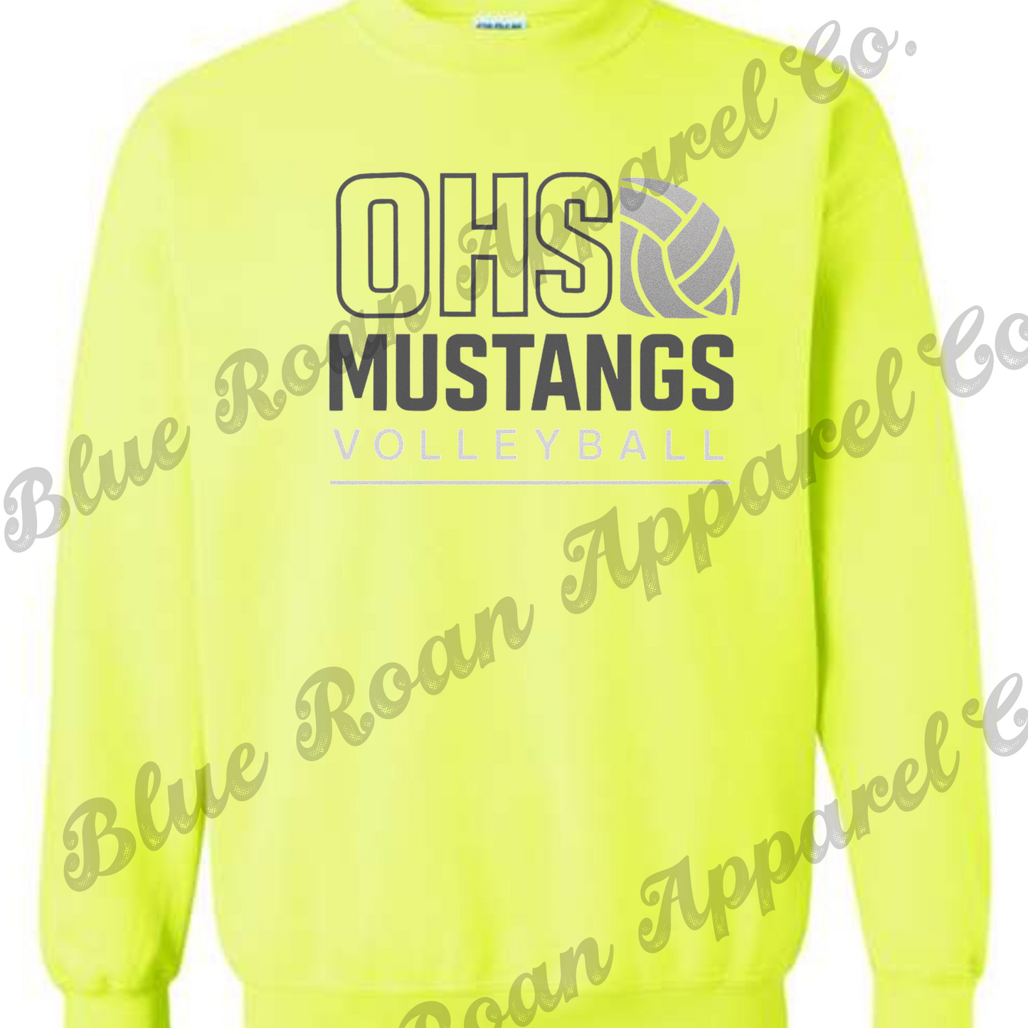 Safety Yellow Mustangs Volleyball Sweatshirt